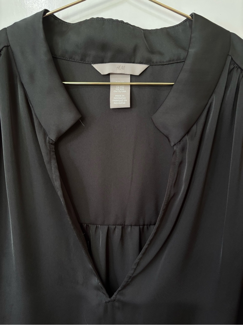 H&M| Deep Green Satin V-Neck Long Sleeve Oversized Tunic Shirt Dress Sz XXL - Picture 6 of 8
